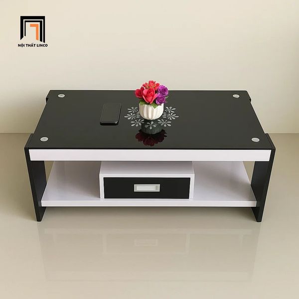 bàn trà mặt kính đen giá rẻ 1m