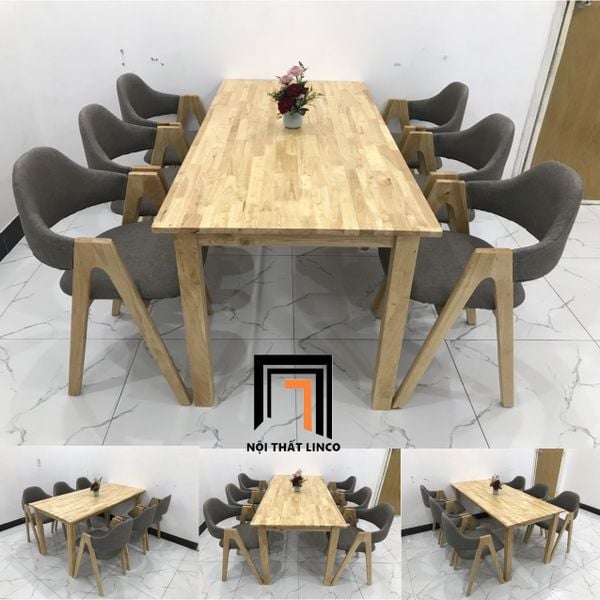 bộ bàn ăn 6 ghế nệm ngồi bọc vải