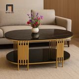  Bàn sofa phòng khách mặt kính oval 2 tầng BTPK78 Watery giá rẻ 