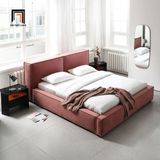  Giường ngủ hiện đại GN39 Ellia màu hồng đậm vải nhung nỉ 
