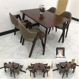  Bộ bàn ăn 4 ghế màu nâu 6-KH4-G5-B107-nausi nệm bọc da giả 