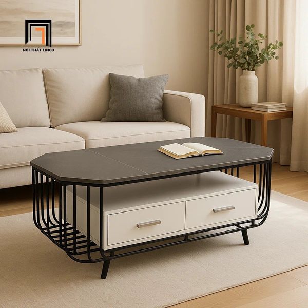 bàn sofa mặt đá xám 1m