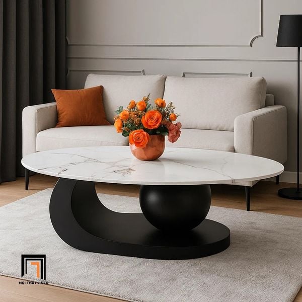 bàn sofa 1m2 oval cao cấp