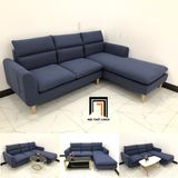  Bộ bàn ghế sofa góc chữ L màu xanh đen dài 2m2 x 1m6 nhỏ 