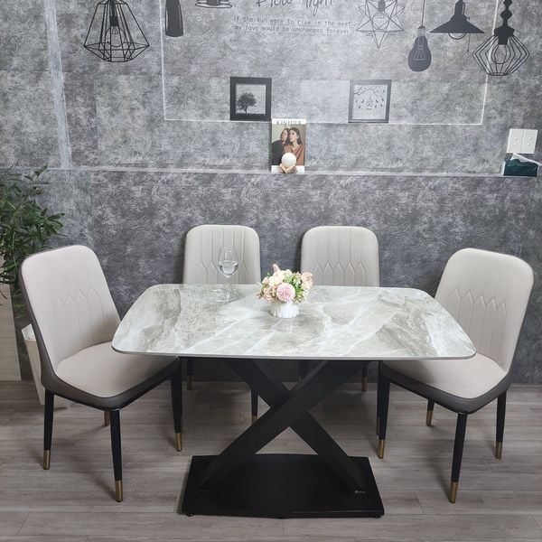 bộ bàn ăn 4 ghế đá ceramic