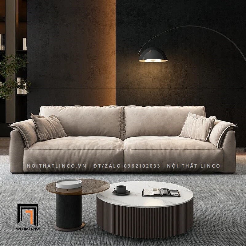  Ghế sofa băng da công nghiệp BT71 Flannet màu xám trắng 