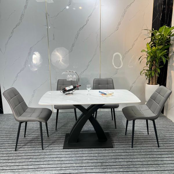 bàn 4 ghế ăn đá ceramic xinh xắn