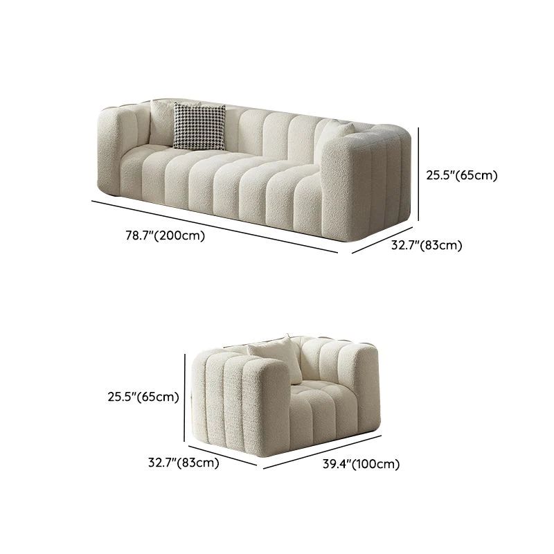  Bộ ghế sofa vải lông cừu KT70 Kaisei cho tiệm shop màu trắng kem 