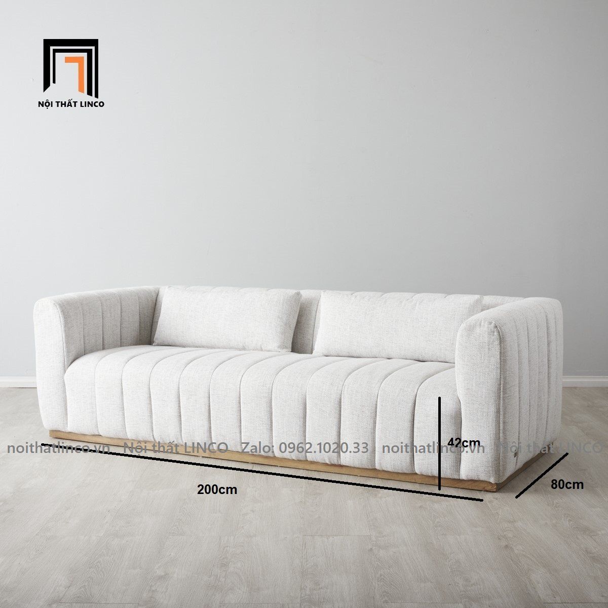  Ghế sofa băng xám trắng BT56-Storm 2m kiểu dáng hiện đại 
