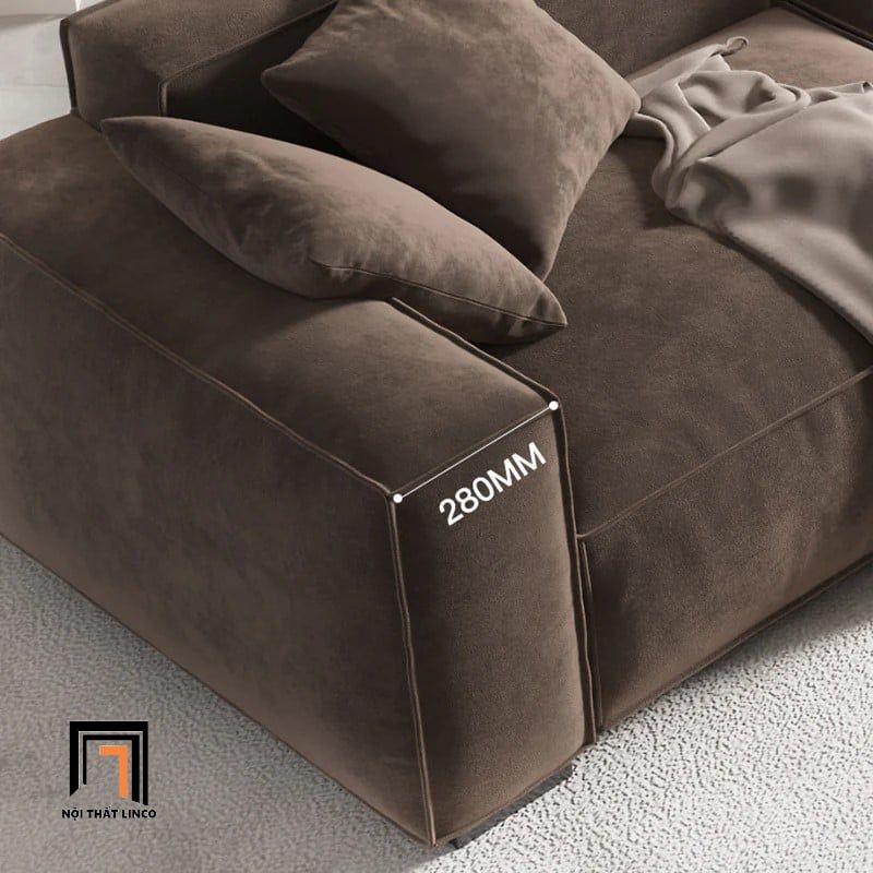  Ghế sofa băng vải nỉ màu nâu đậm BT261 Plainview dài 2m4 