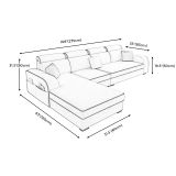  Bộ ghế sofa góc L màu xám trắng GT114 Covina 2m2 x 1m7 