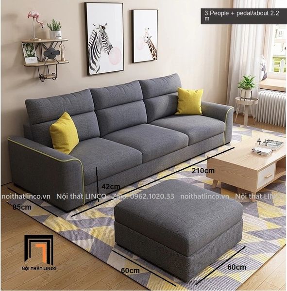  Bộ ghế sofa băng phòng khách gia đình BT57 Cobin xám đen 