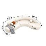  Bộ ghế sofa cong GT263 Burtrum 2m5 x 2m1 vải lông cừu trắng 