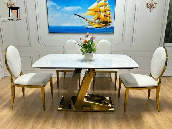 set bàn ăn 4 ghế tân cổ điển