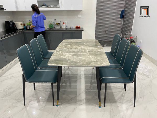 bộ bàn ăn đá ceramic 6 ghế ngồi