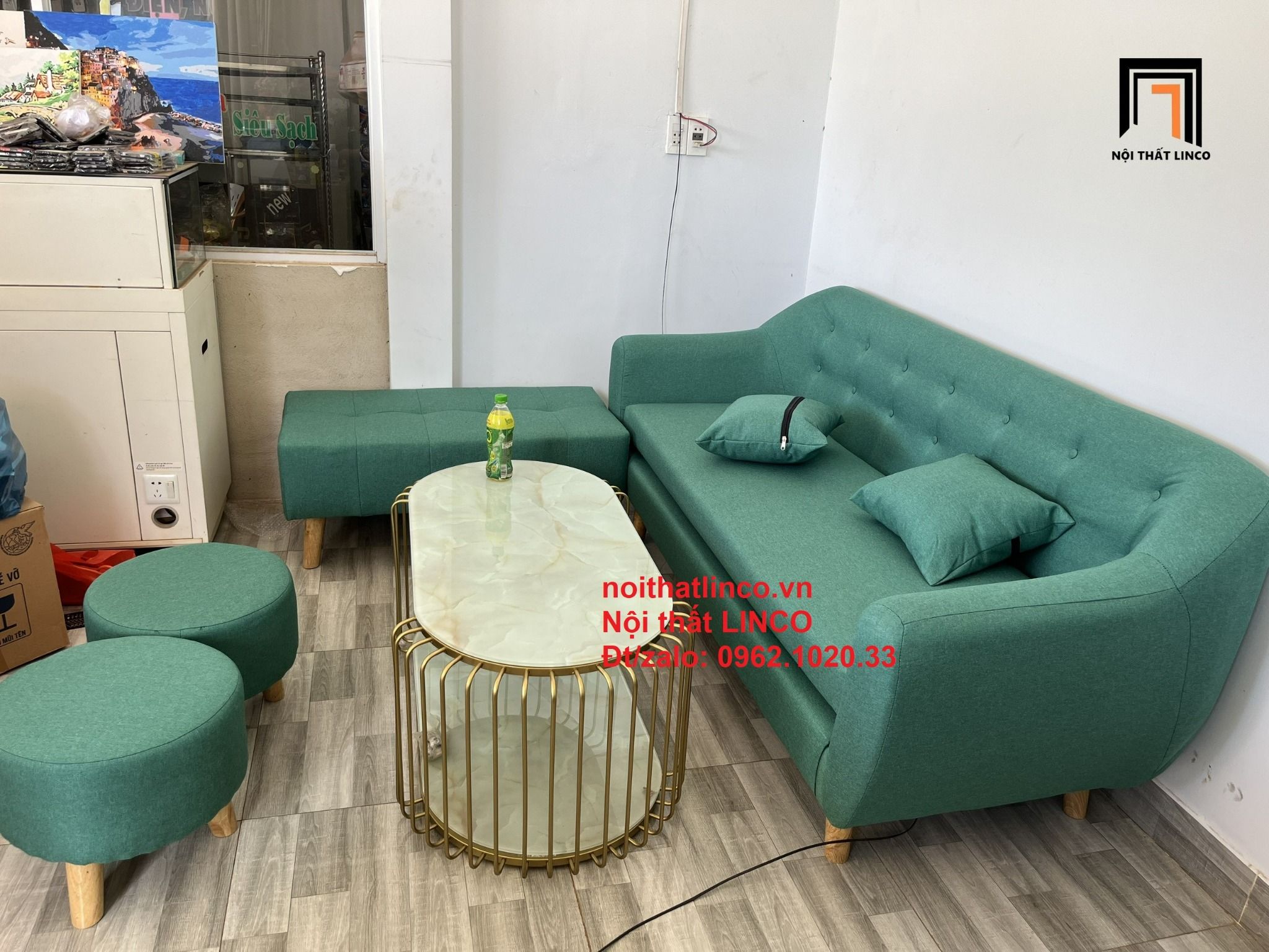  Ghế sofa văng băng dài 1m9 giá rẻ BGN màu xanh ngọc xinh xắn 