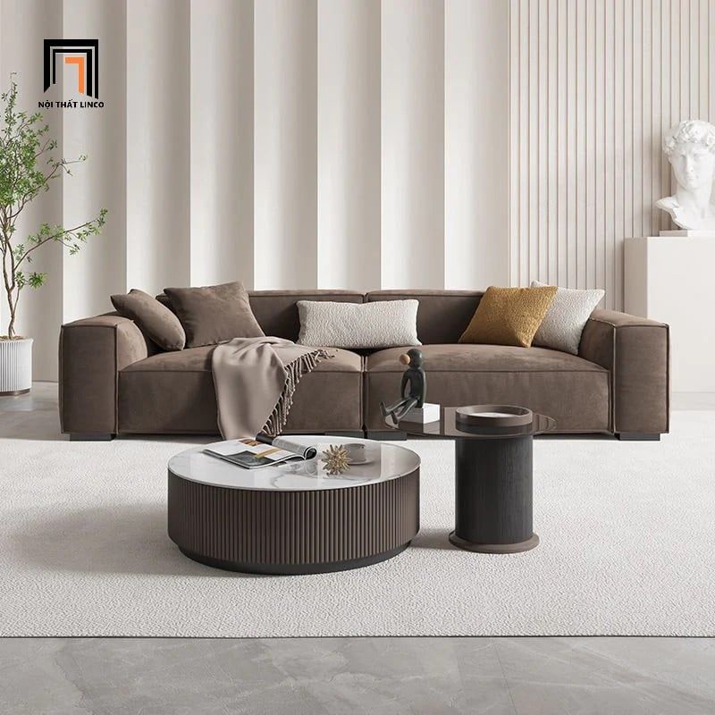  Ghế sofa băng vải nỉ màu nâu đậm BT261 Plainview dài 2m4 