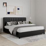  Giường ngủ bọc da giả màu đen GN5 Acquaviva sang trọng 