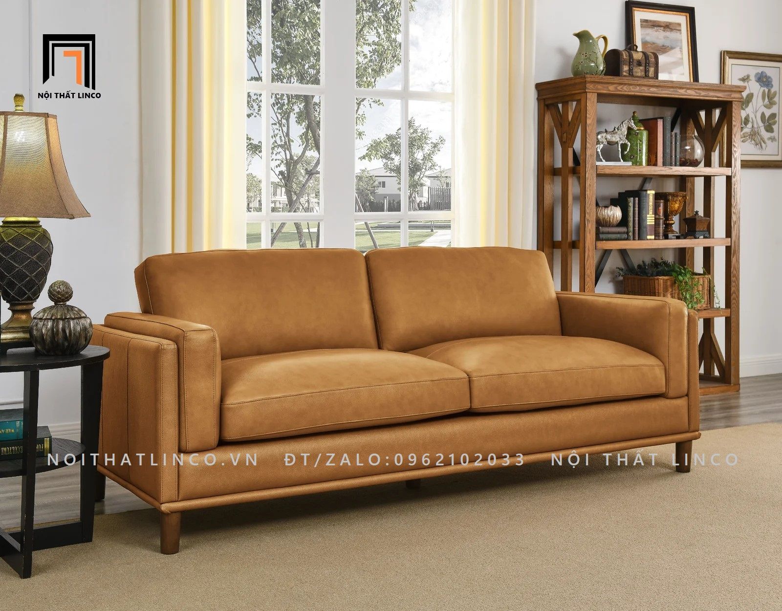  Bộ ghế sofa phòng khách KT35 Kassy da simili màu da bò 