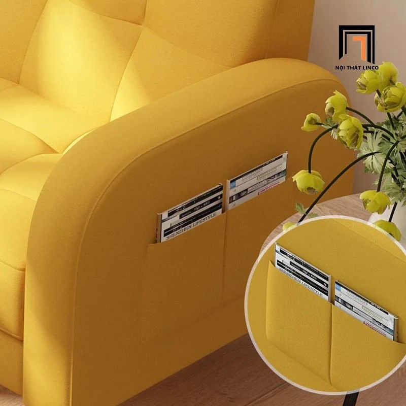  Bộ ghế sofa phòng khách gia đình vải nỉ KT107 màu vàng nhỏ gọn 