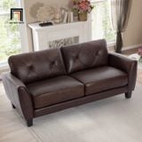  Set ghế sofa phòng khách nâu đậm KT142 Nayelys da Pu mềm 