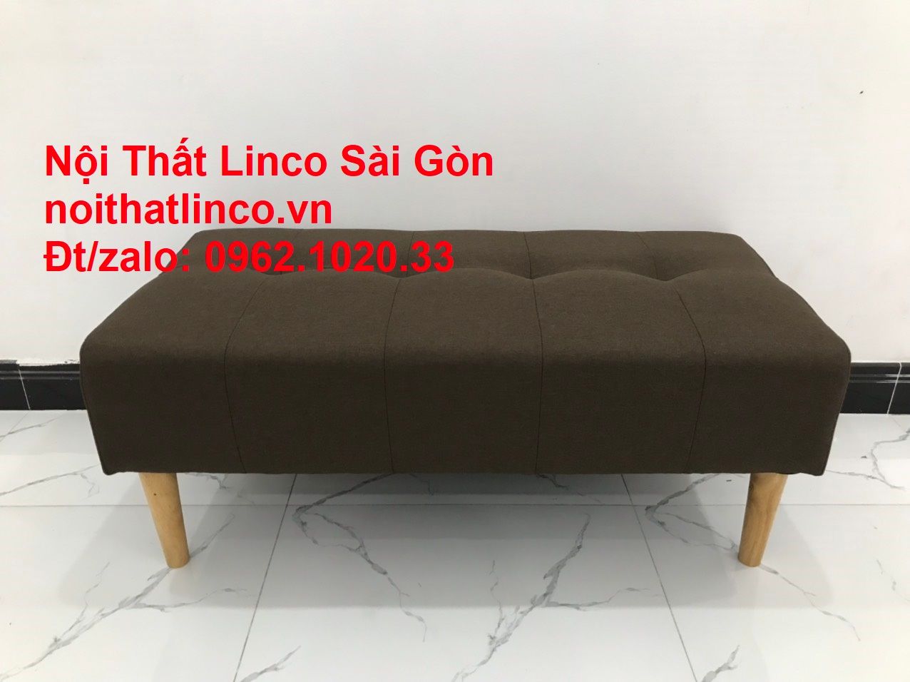  Ghế salong đôn sofa chữ nhật dài 1m nâu cafe đậm giá rẻ | Nội thất Linco tpHCM 