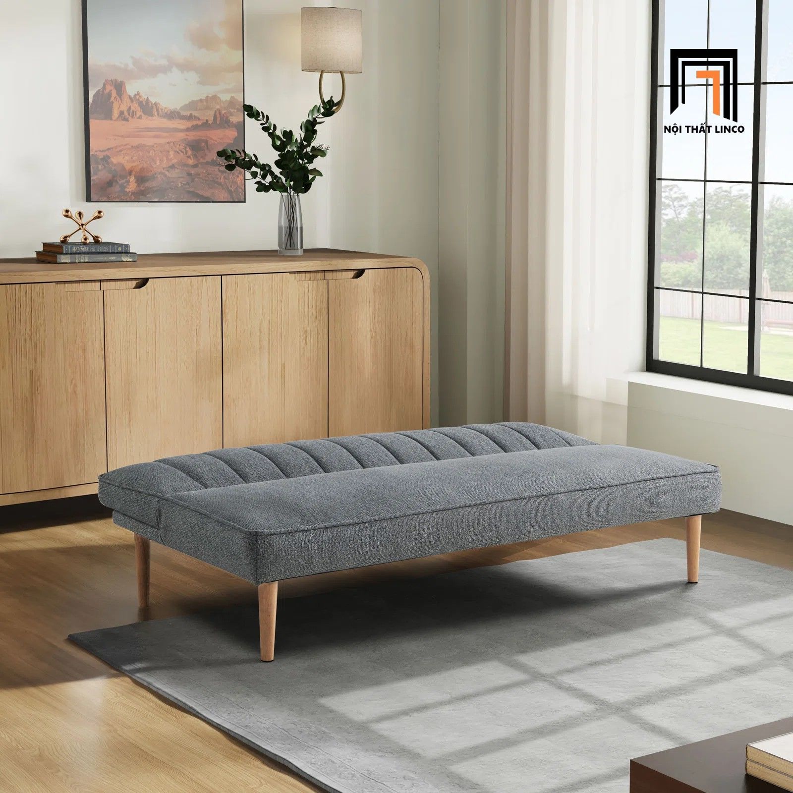  Ghế sofa giường tựa lưng chia múi GB70 Clisson 1m7 màu xám 