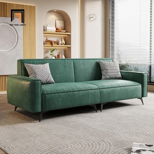 ghế sofa băng 2m1 da giả xanh lá