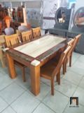  Bộ bàn ghế ăn màu nâu GF14-BAD6-G300-B354 mặt đá dày 1m6 