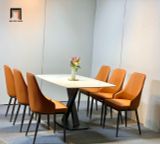  Set bàn ăn 6 ghế hiện đại 44-BAD6-G16-B70 bọc da Pu xám đậm 