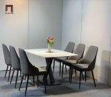  Set bàn ăn 6 ghế hiện đại 44-BAD6-G16-B70 bọc da Pu xám đậm 