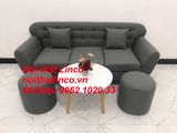  Bộ ghế sofa băng BTC dài 1m9 xám lông chuột vải bố 