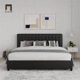  Giường ngủ bọc da giả màu đen GN5 Acquaviva sang trọng 