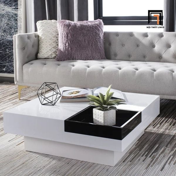 bàn trà vuông 80cm mặt ván