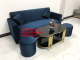  Bộ ghế Sofa băng xanh đậm dài 1m9 nhỏ gọn vải nhung xanh đậm 