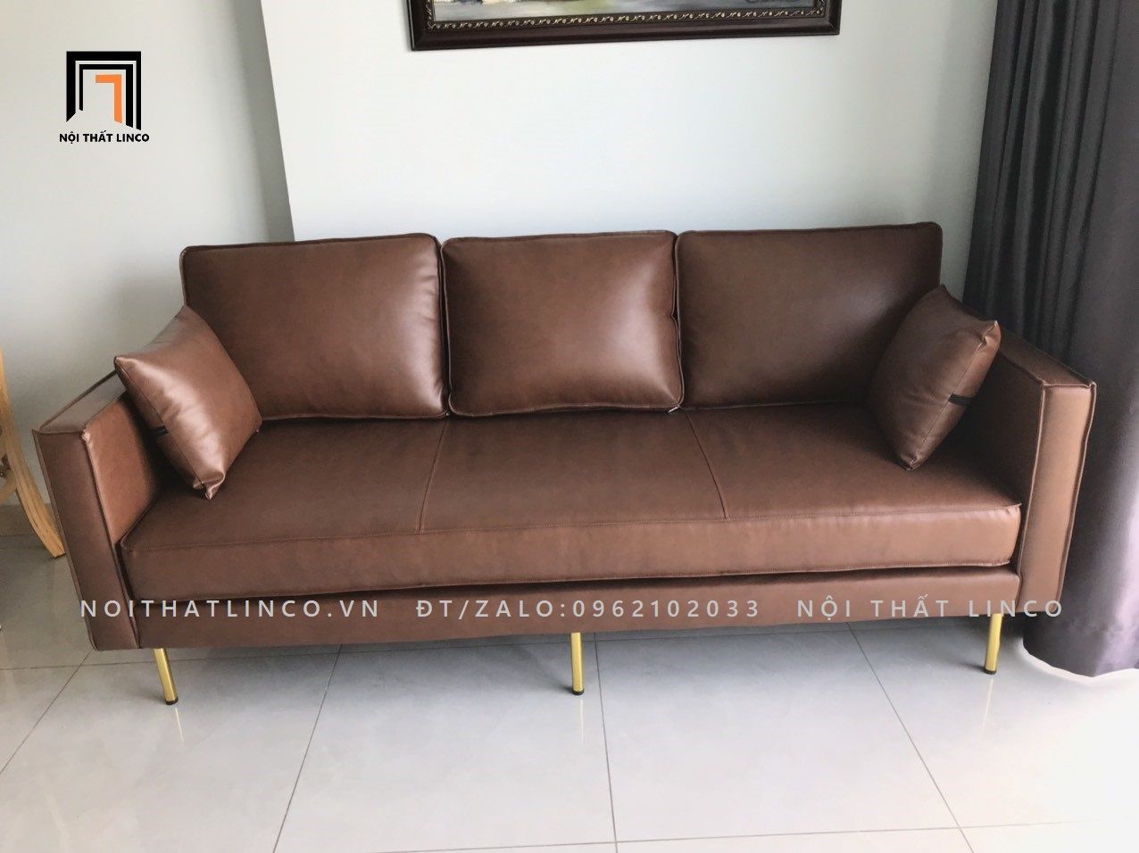  Ghế sofa băng da công nghiệp BT32-Roderic dài 2m màu da bò 