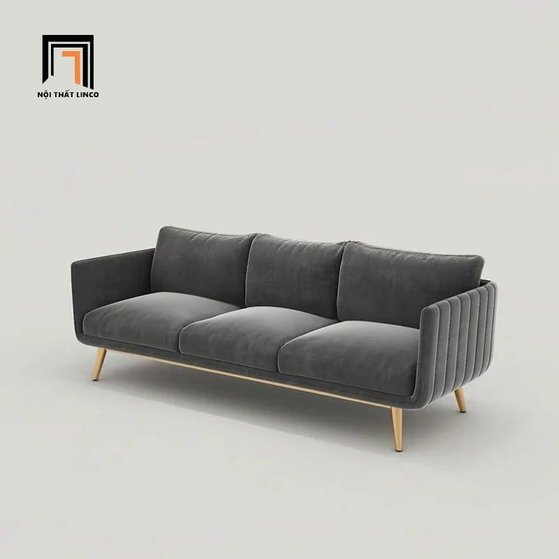  Bộ ghế sofa phòng khách cao cấp KT111 Genlis xám đen vải nhung 