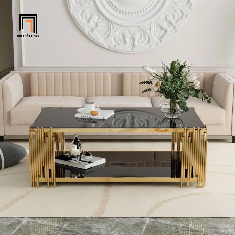  Bàn sofa phòng khách cao cấp BSF59 Tonasia 1m kính 2 tầng 