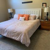  Giường ngủ vải nỉ GN25 Kaster màu trắng kem giật nút xinh xắn 