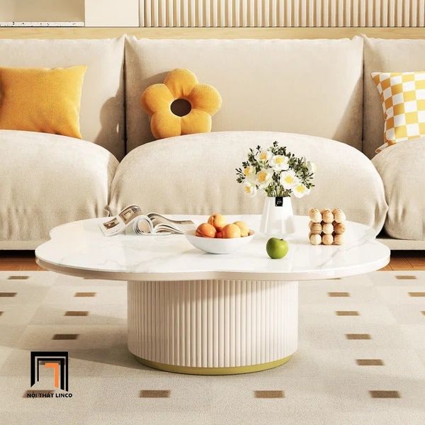 bàn sofa mặt đá hình bông hoa