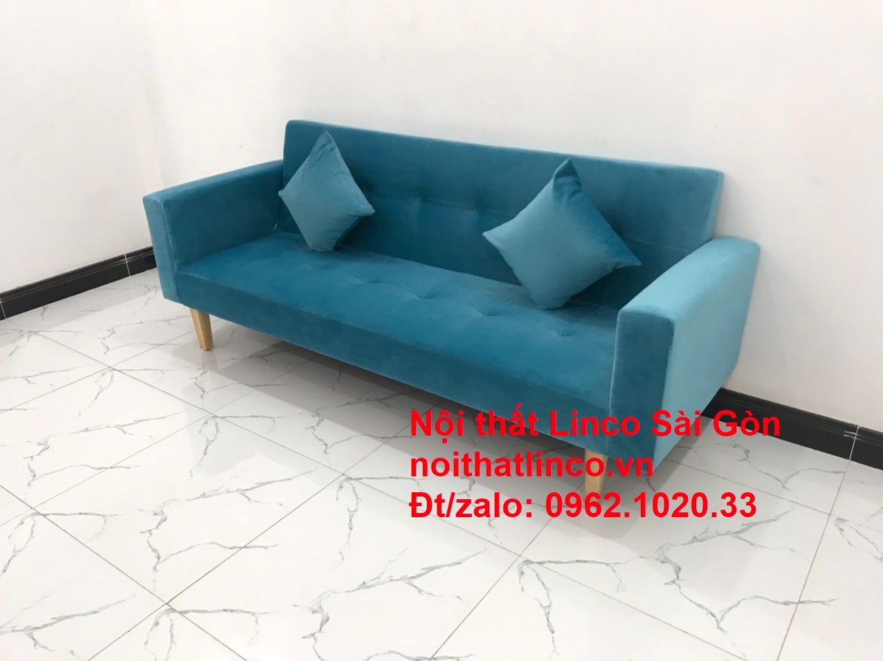  Bộ ghế sofa giường giá rẻ dài 2m màu xanh nước biển cho chung cư 