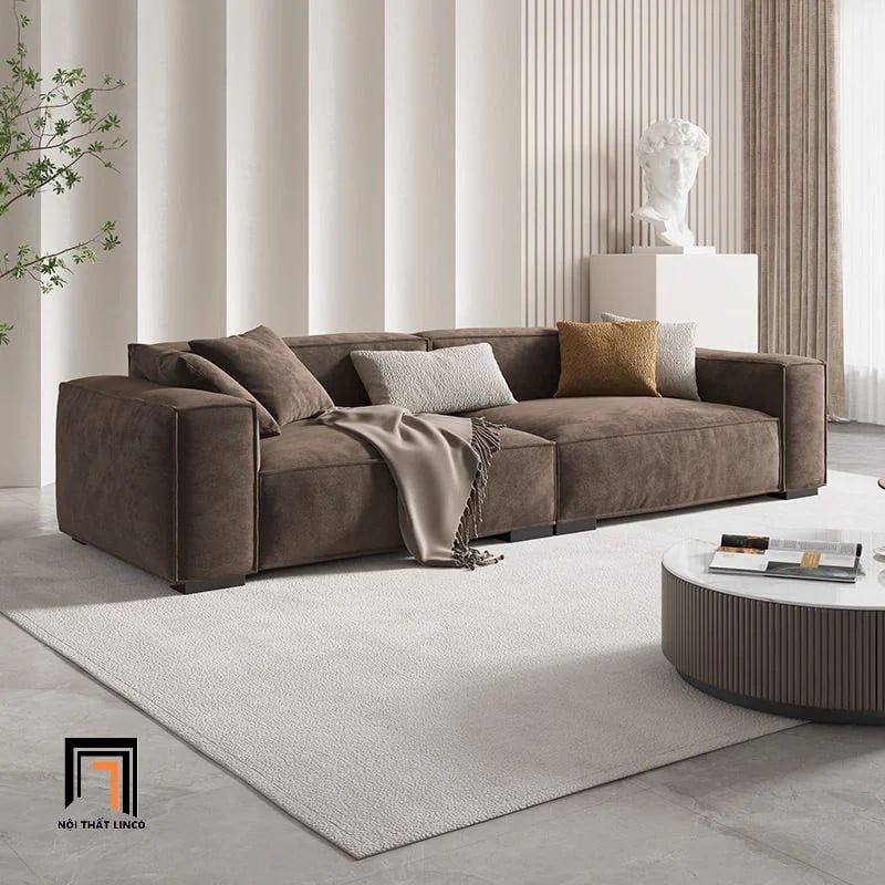  Ghế sofa băng vải nỉ màu nâu đậm BT261 Plainview dài 2m4 