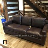  Ghế sofa băng sang trọng BT49-Covedale da công nghiệp màu nâu đậm 