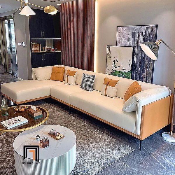 ghế sofa góc l 3m2 x 1m6 da giả