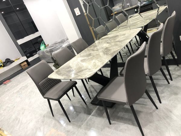 bộ bàn ăn đá ceramic 6 chỗ ngồi