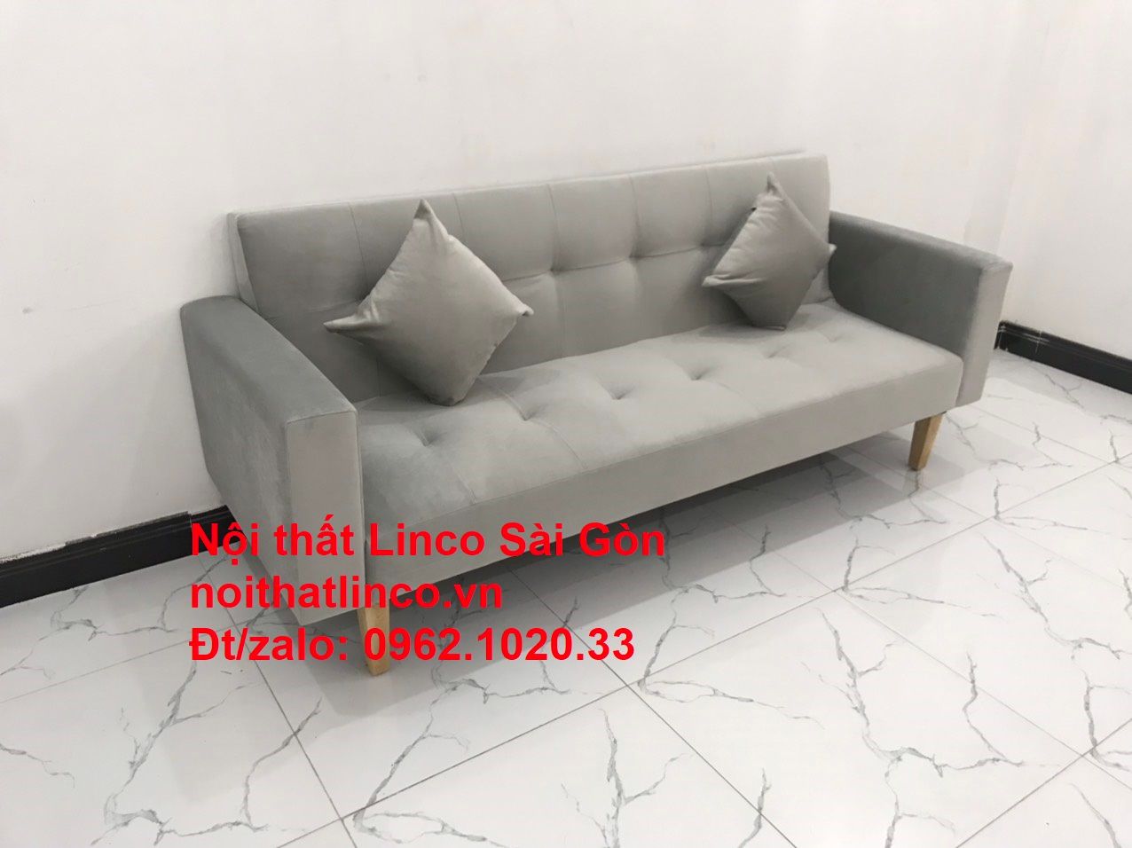  Bộ bàn ghế salon giá rẻ | sofa giường nằm nhỏ gọn xám nhung 