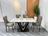  Bộ bàn ăn đá 4 ghế da Pu 14-BAD4-Grever phòng bếp xinh xắn 