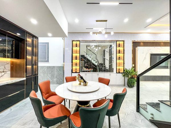 bộ bàn ăn mặt đá tròn mâm xoay đẹp