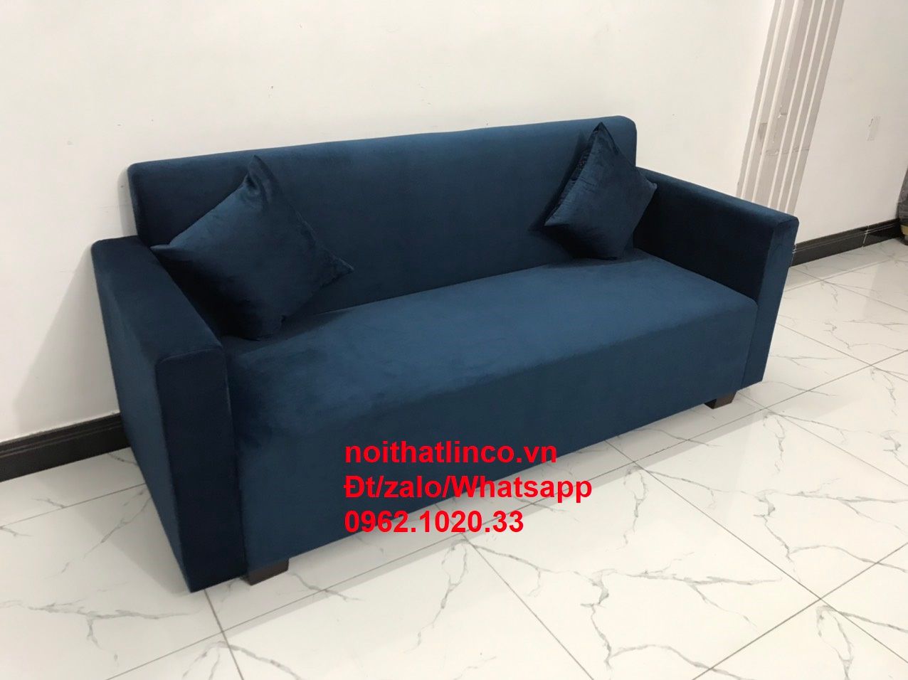  Bộ ghế Sofa băng xanh đậm dài 1m9 nhỏ gọn vải nhung xanh đậm 