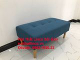  Ghế đôn sofa chân gỗ chữ nhật xanh dương mini nhỏ rẻ | Nội thất Linco Sài Gòn HCM 